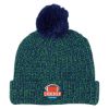 Grace Pom Beanie With Cuff - Blue with Green