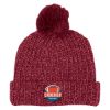 Grace Pom Beanie With Cuff - Burgundy with Natural