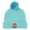 Grace Pom Beanie With Cuff - Light Blue