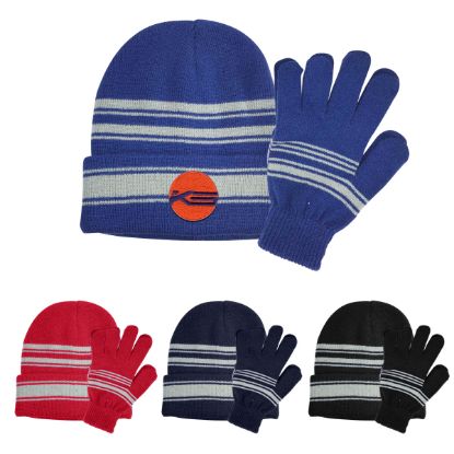 Cuff Beanie and Gloves Set