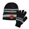 Cuff Beanie and Gloves Set - Black