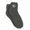 Fuzzy Socks With Woven Patch - Gray