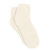 Fuzzy Socks With Woven Patch - Ivory