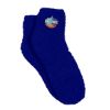 Fuzzy Socks With Woven Patch - Royal Blue