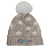 Star Pom Beanie - Gray with White