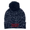 Speckled Pom Beanie With Cuff - Navy with White