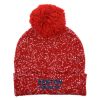 Speckled Pom Beanie With Cuff - Red with White