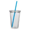 16 Oz. Newport Acrylic Tumbler with Insert - Clear Tumbler and Lid with Blue