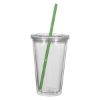 16 Oz. Newport Acrylic Tumbler with Insert - Clear Tumbler and Lid with Green