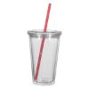 16 Oz. Newport Acrylic Tumbler with Insert - Clear Tumbler and Lid with Red