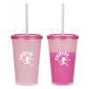 16 Oz. Econo Color Changing Tumbler - Pink with Matching Lid and Clear Straw