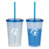 16 Oz. Econo Color Changing Tumbler - Translucent Blue with Matching Straw and Lid