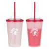 16 Oz. Econo Color Changing Tumbler - Translucent Red with matching straw and lid