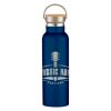 21 Oz. Full Laser Tipton Stainless Steel Bottle with Bamboo Lid - Navy