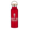 21 Oz. Full Laser Tipton Stainless Steel Bottle with Bamboo Lid - Red