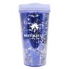 17 Oz. Glamour Glitter Tumbler - Clear with Blue Glitter