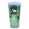 17 Oz. Glamour Glitter Tumbler - Clear with Green Glitter