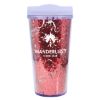 17 Oz. Glamour Glitter Tumbler - Clear with Red Glitter