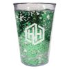 15 Oz. Shimmer Glitter Tumbler - Clear with Green Glitter