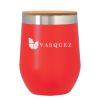 12 Oz. Vinay Stemless Wine Glass With Bamboo Lid - Red