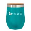 12 Oz. Vinay Stemless Wine Glass With Bamboo Lid - Teal