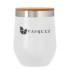 12 Oz. Vinay Stemless Wine Glass With Bamboo Lid - White