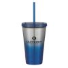 16 Oz. Chroma Stainless Steel Tumbler - Silver with Blue