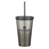 16 Oz. Chroma Stainless Steel Tumbler - Silver with Charcoal