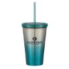 16 Oz. Chroma Stainless Steel Tumbler - Silver with Teal