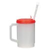 20 Oz. Medical Tumbler With Measurements - Frosted White with Red Lid