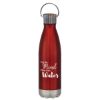 16 Oz. Swiggy Stainless Steel Bottle with Bamboo Lid - Red