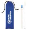 Stainless Steel Straw Kit - Silver Straw with Royal Blue