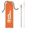 Stainless Steel Straw Kit - Silver Straw with Orange