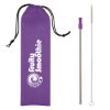 Stainless Steel Straw Kit - Silver Straw with Purple