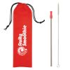 Stainless Steel Straw Kit - Silver Straw with Red