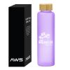 20 Oz. Aws Belle Glass Bottle with Bamboo Lid - Frosted Purple