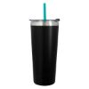 24 Oz. Colma Basics Tumbler - Black Tumbler with Teal Straw