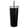 24 Oz. Colma Basics Tumbler - Black Tumbler with Red Straw