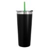 24 Oz. Colma Basics Tumbler - Black Tumbler with Lime Green Straw