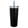 24 Oz. Colma Basics Tumbler - Black Tumbler with Blue Straw