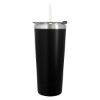 24 Oz. Colma Basics Tumbler - Black Tumbler with White Straw