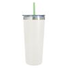 24 Oz. Colma Basics Tumbler - White Tumbler with Mint Straw