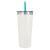 24 Oz. Colma Basics Tumbler - White Tumbler with Teal Straw