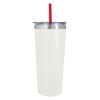 24 Oz. Colma Basics Tumbler - White Tumbler with Red Straw