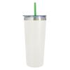 24 Oz. Colma Basics Tumbler - White Tumbler with Lime Green Straw