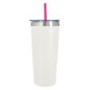 24 Oz. Colma Basics Tumbler - White Tumbler with Fuchsia Straw