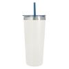 24 Oz. Colma Basics Tumbler - White Tumbler with Blue Straw