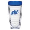 16 Oz. Newbridge Double Wall Tumbler - Clear With Blue Lid