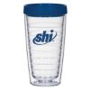 16 Oz. Newbridge Double Wall Tumbler - Clear With Navy Lid