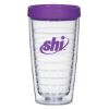 16 Oz. Newbridge Double Wall Tumbler - Clear With Purple Lid